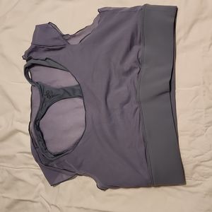 Used Alo Yoga Mesh Crop Top Bra. Large. Lavender and Gray.